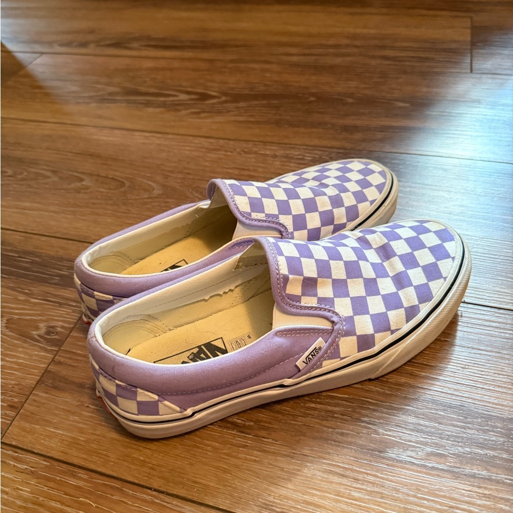 Vans Women’s Lavender Checkered Slip-On Sneakers